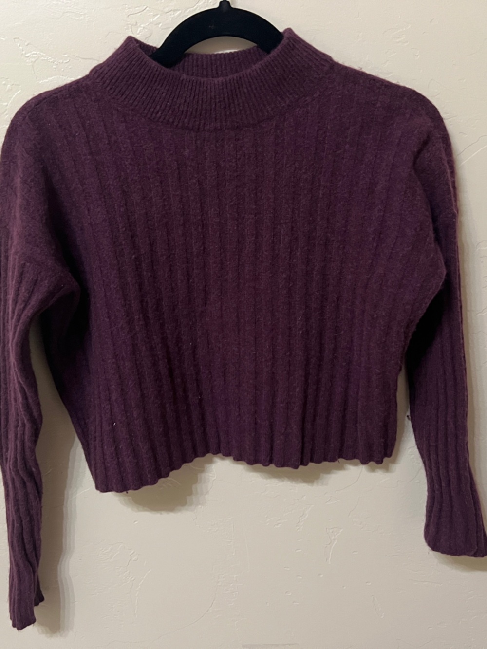 Madewell Plum Ribbed Mock Neck Sweater